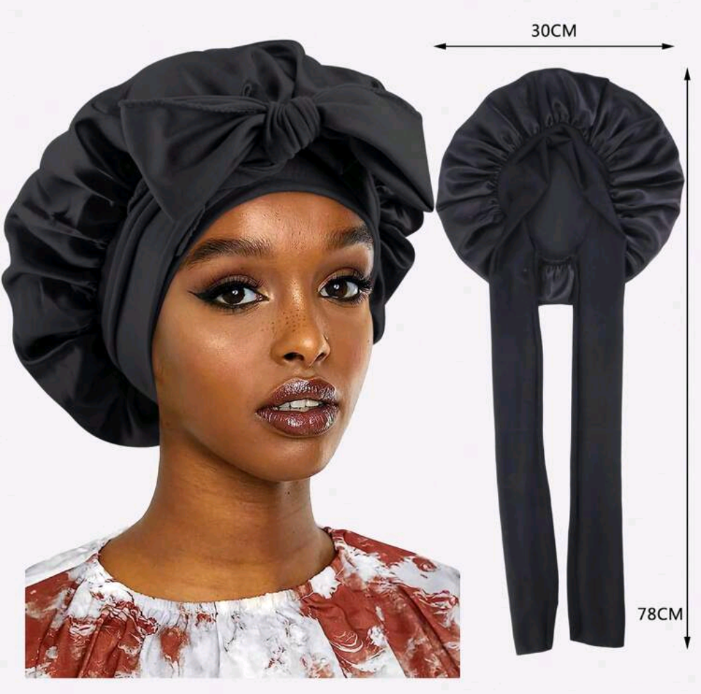 Hair Bonnet with Satin Ribbon