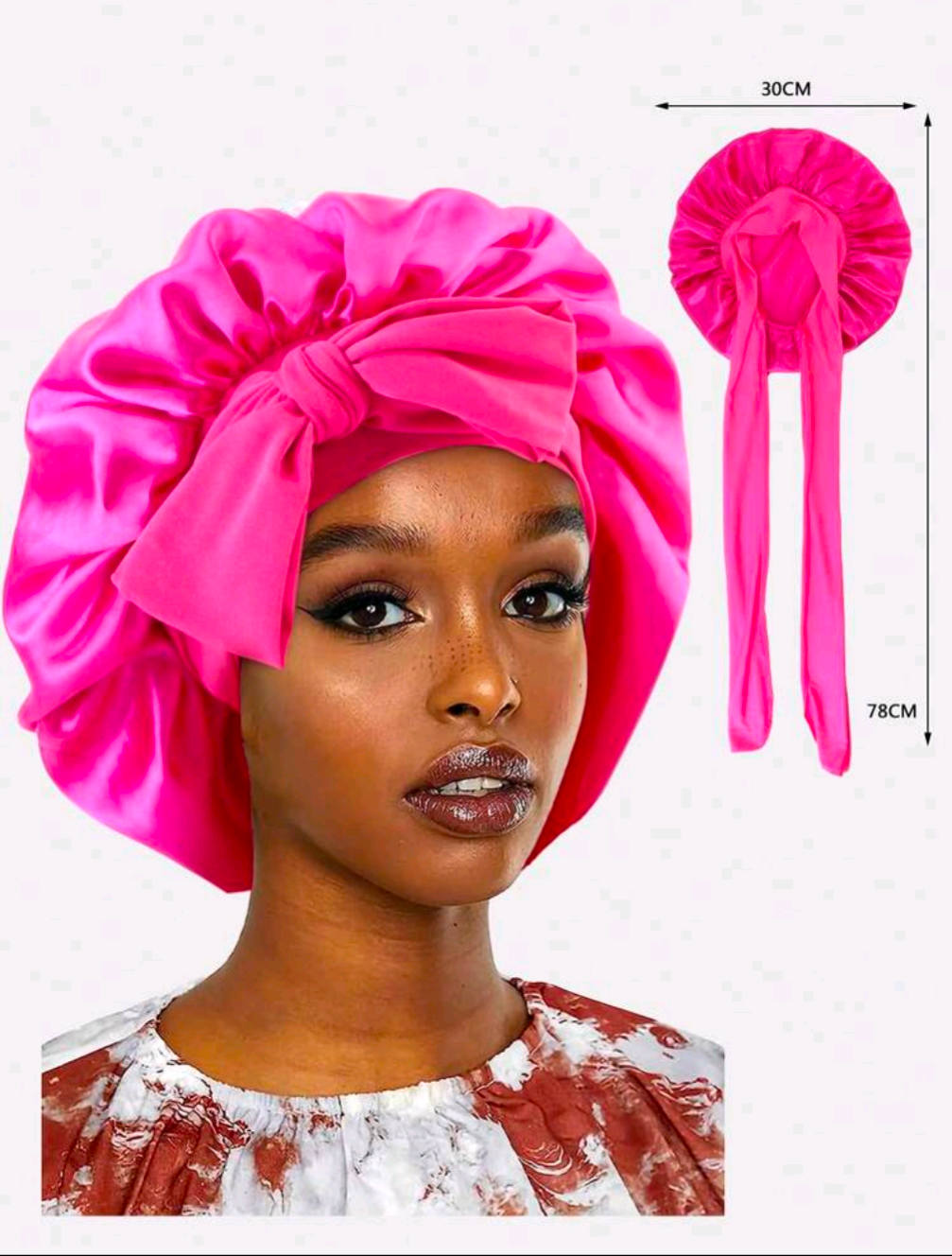Hair Bonnet with Satin Ribbon