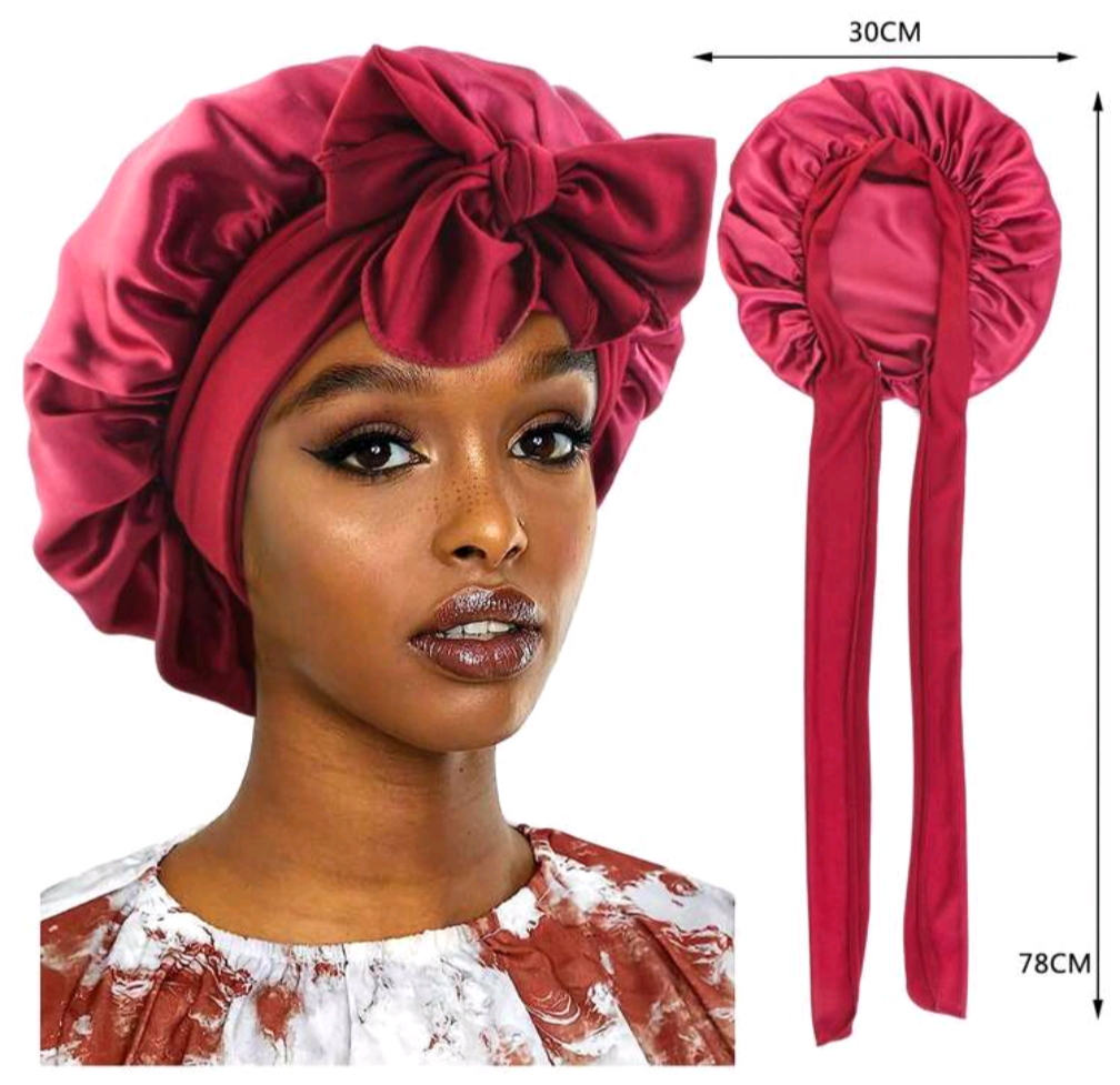 Hair Bonnet with Satin Ribbon