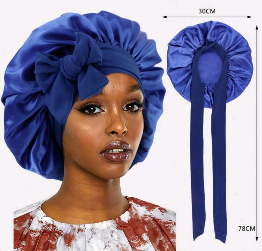 Hair Bonnet with Satin Ribbon