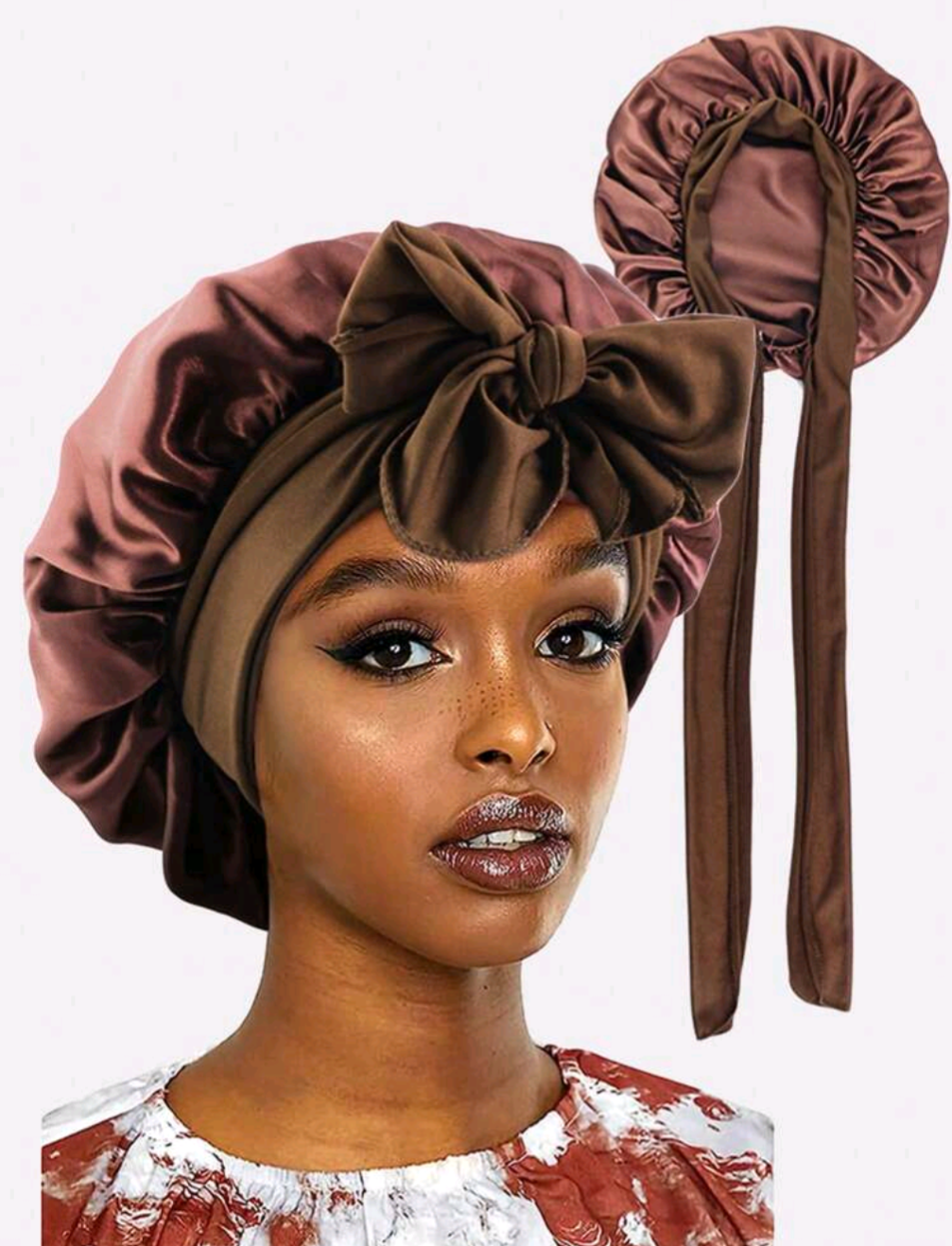 Hair Bonnet with Satin Ribbon