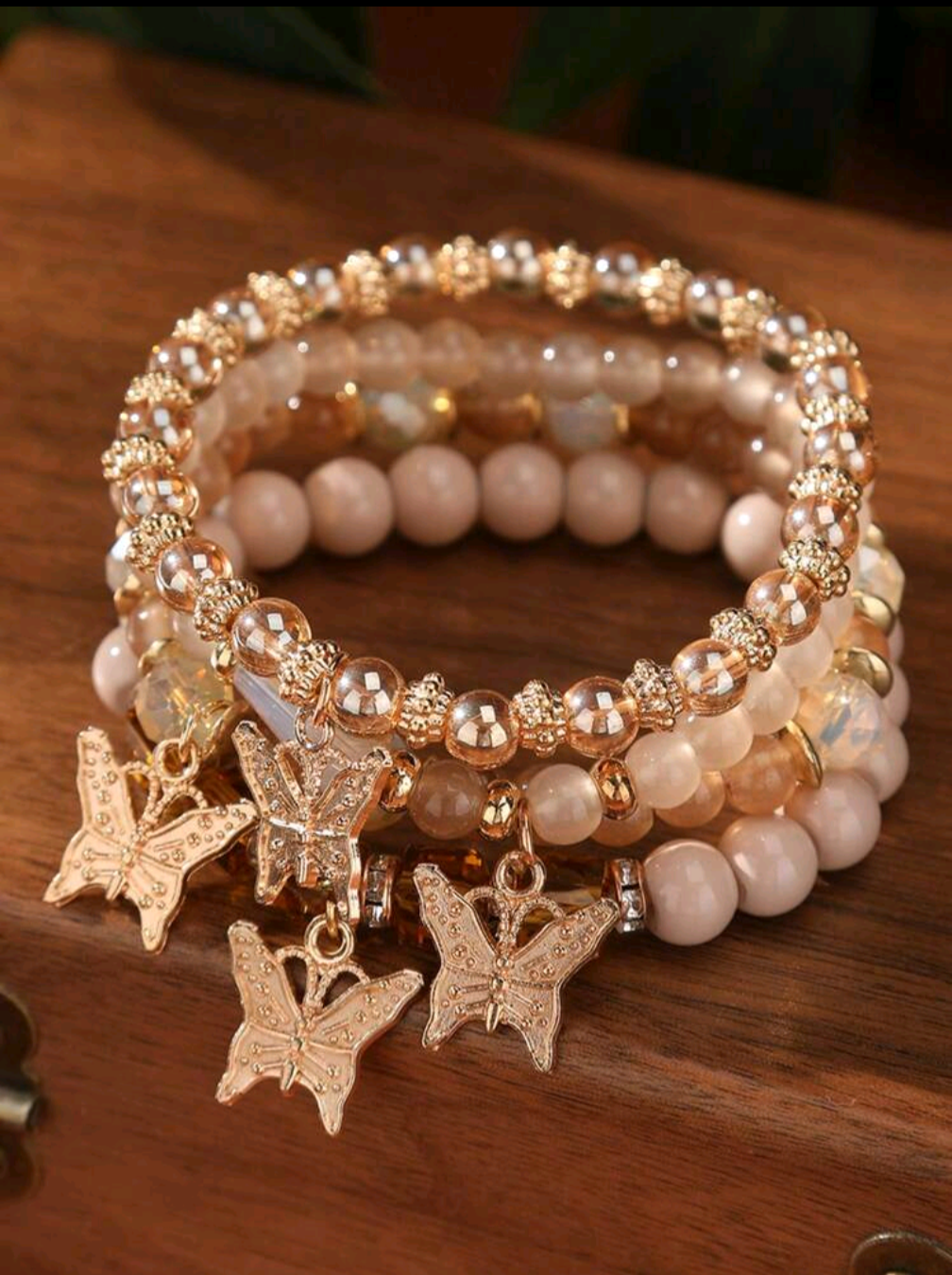 Butterfly Pendant Beaded Bracelet