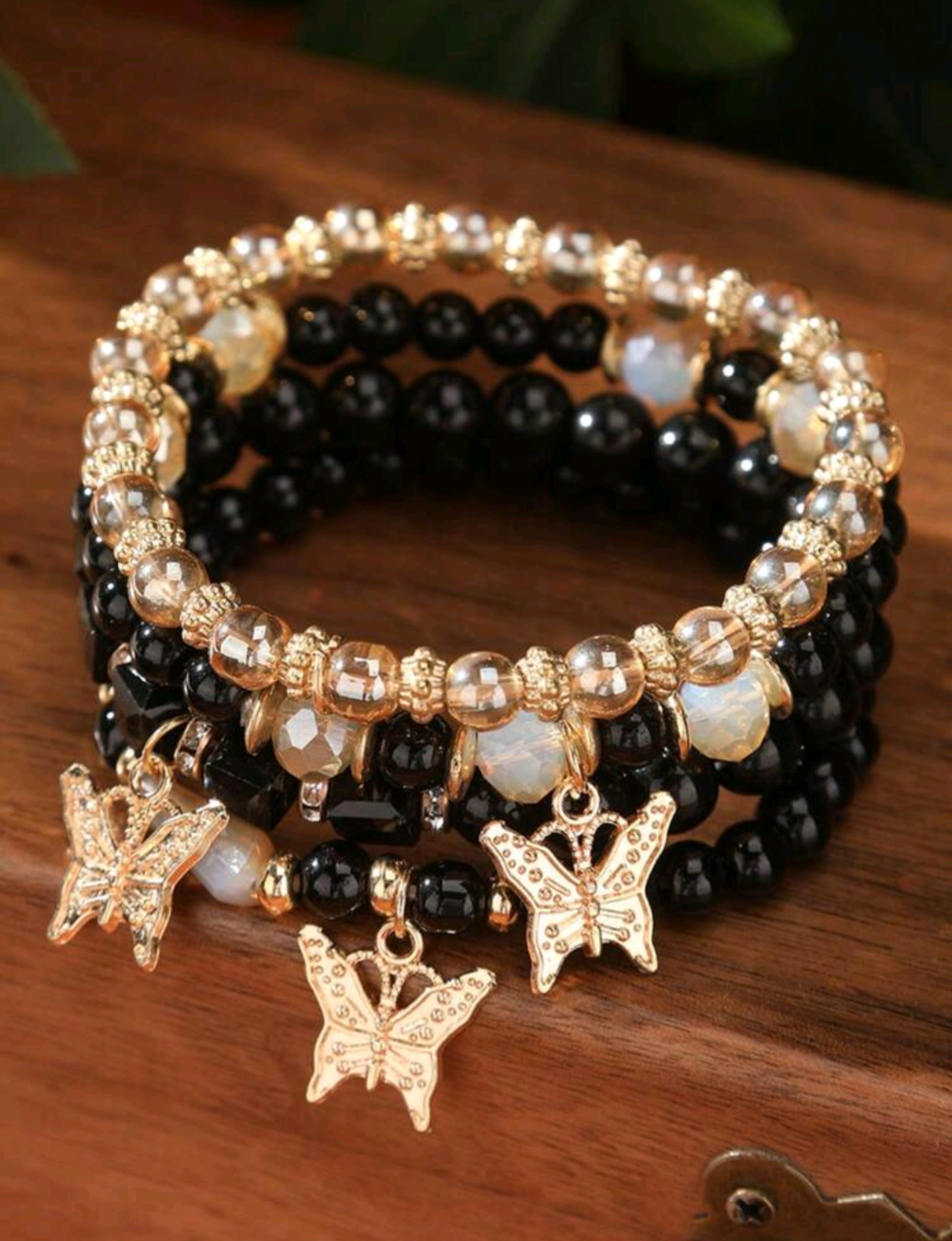 Butterfly Pendant Beaded Bracelet
