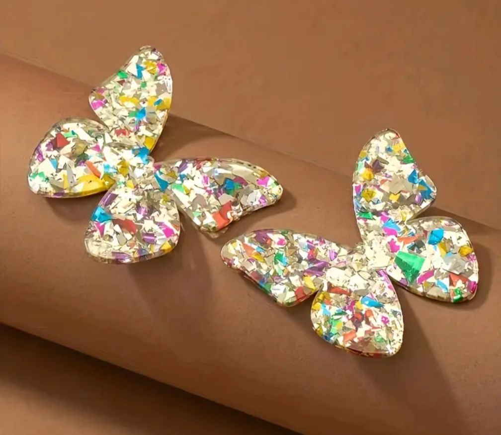 Colorful Sequin Butterfly Shaped Earrings