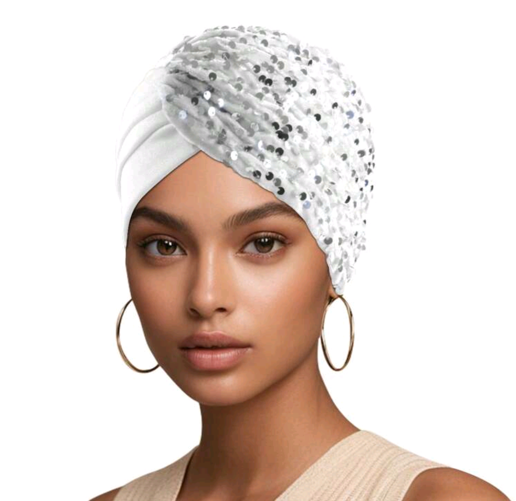 Sequin Turban Bonnet