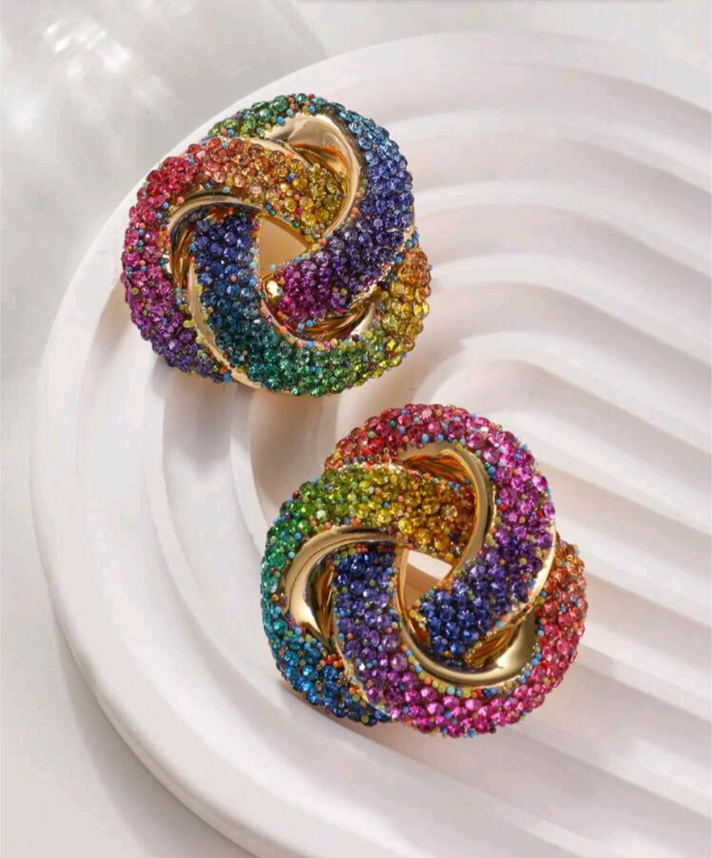 Swirl Knot Earrings with Rhinestones