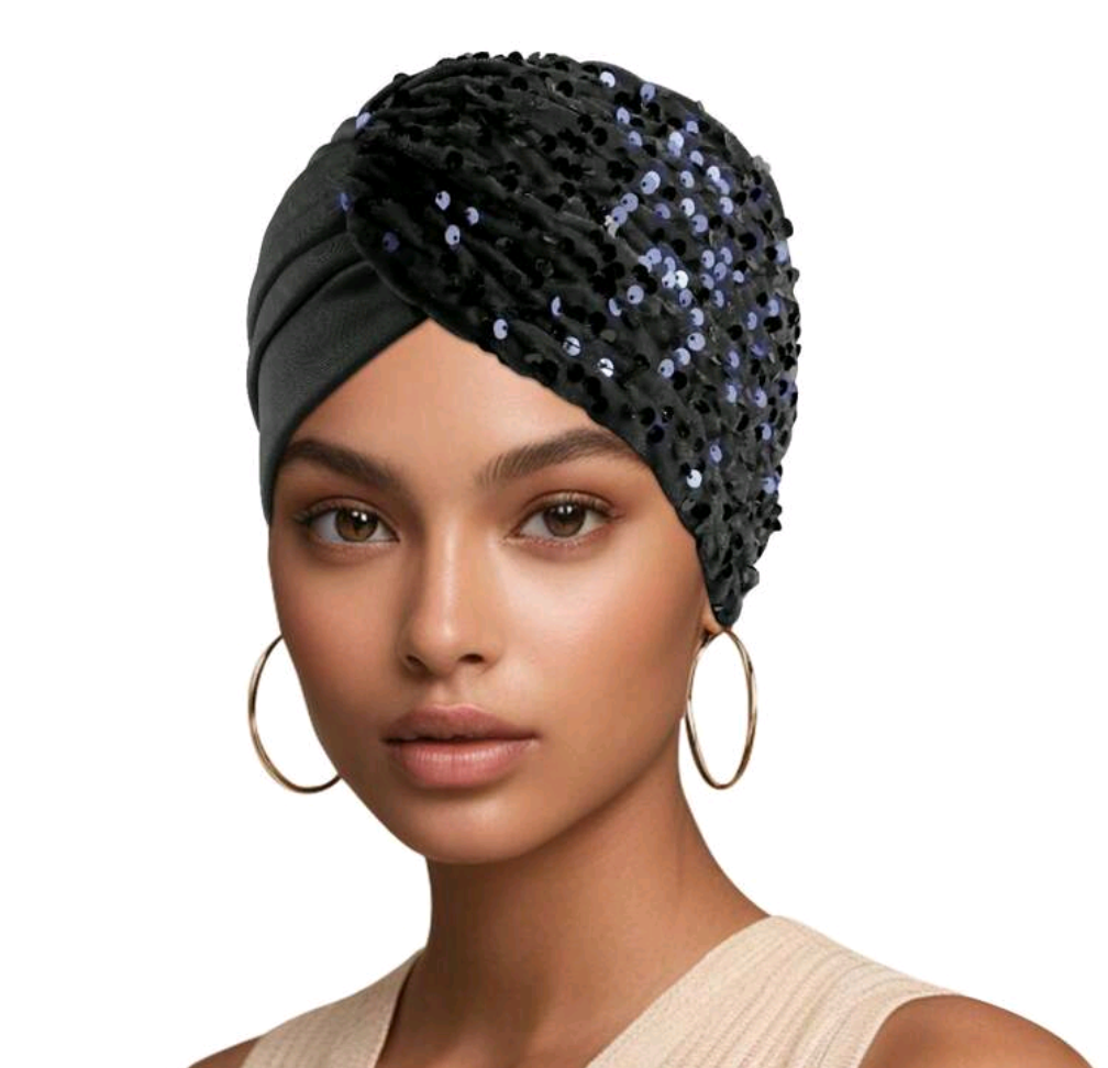 Sequin Turban Bonnet