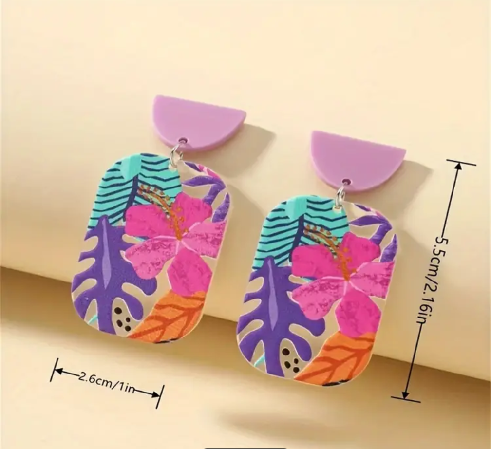 Floral Acrylic Dangle Earrings