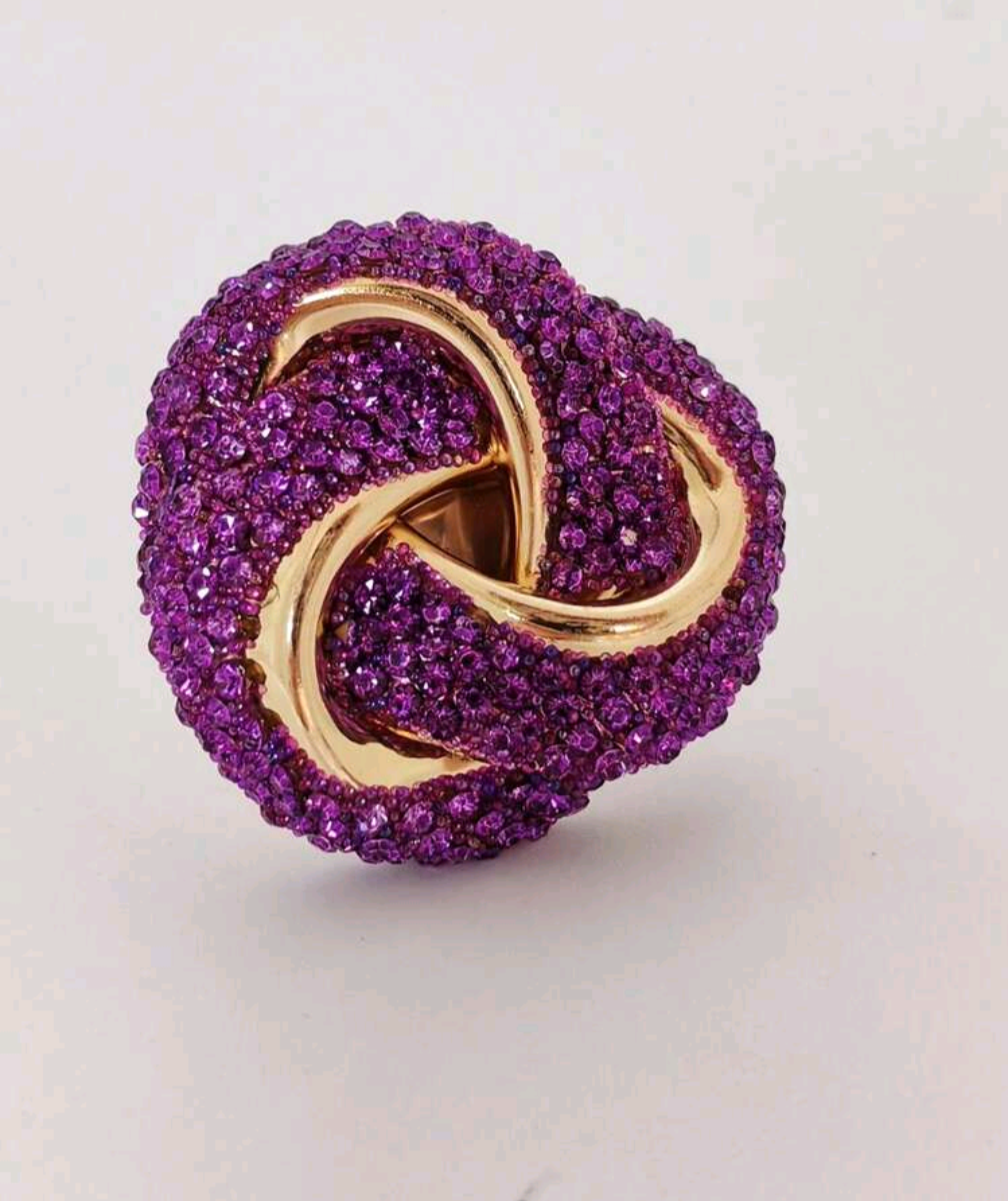 Swirl Knot Ring with Rhinestones