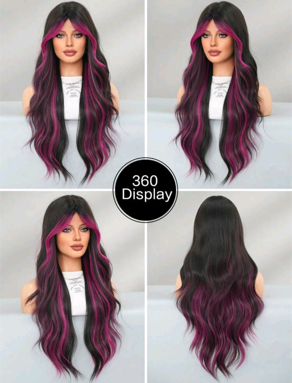Rose Purple Highlights Wig
