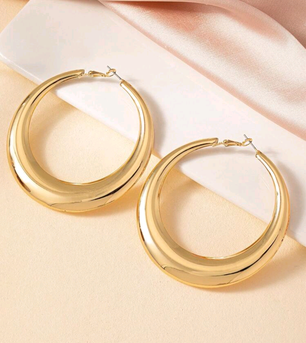 White Tone Hoop Earrings