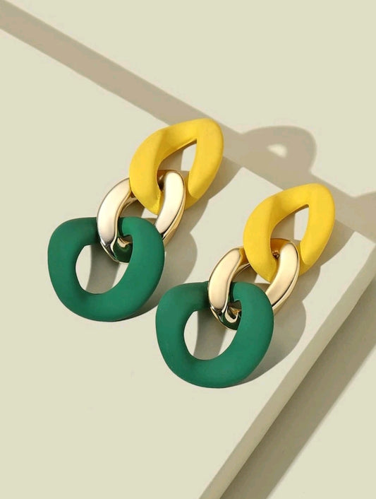 Chain block earrings