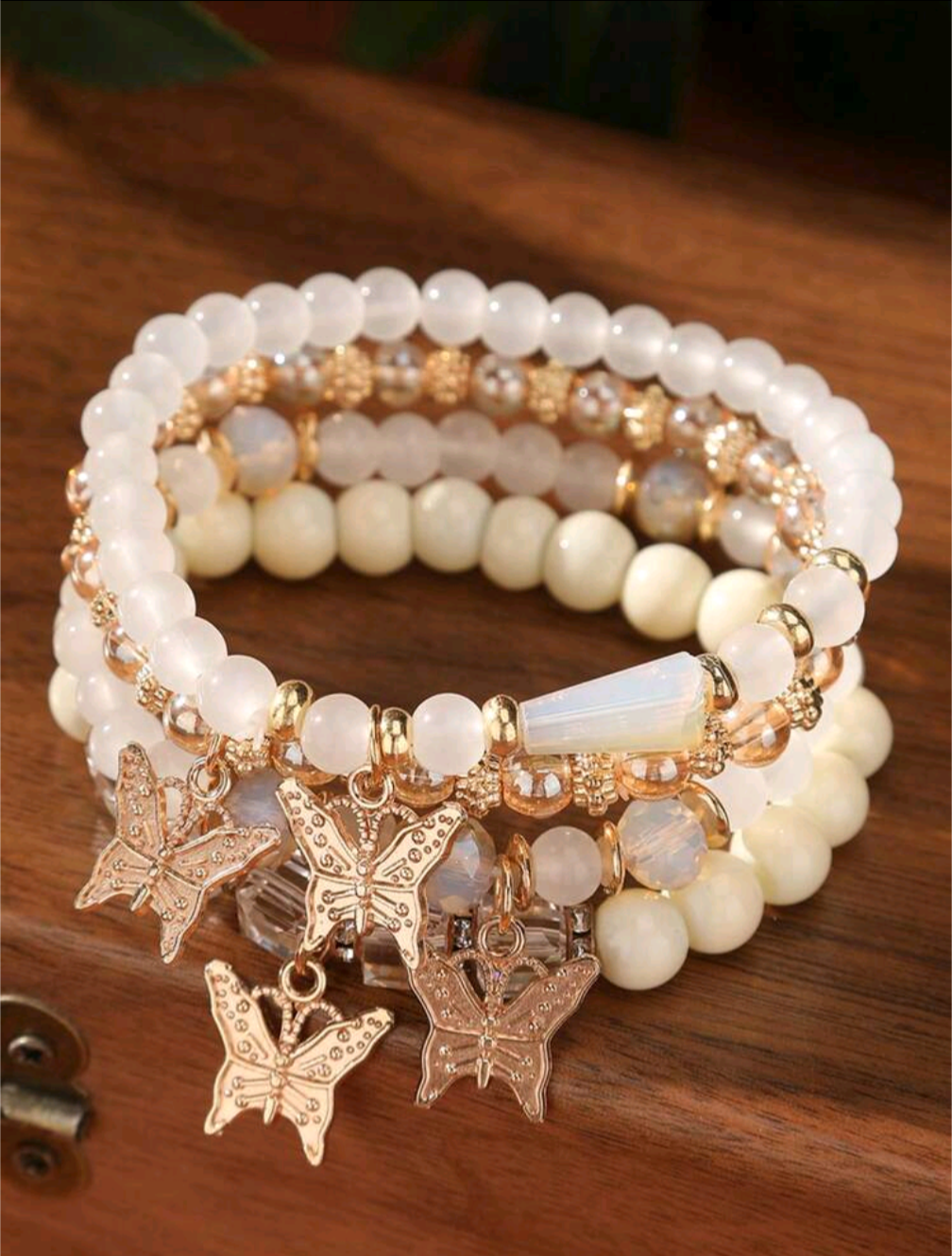 Butterfly Pendant Beaded Bracelet