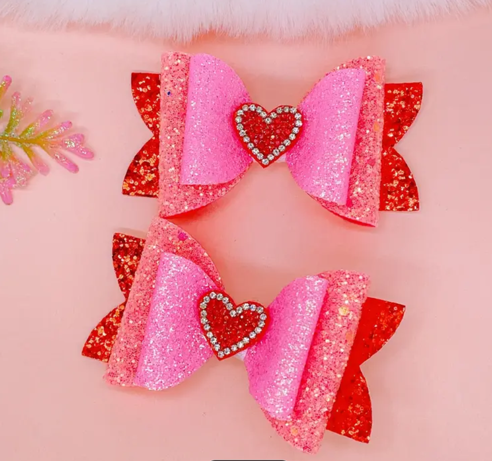 Valentine's Day Bow Hair Clips